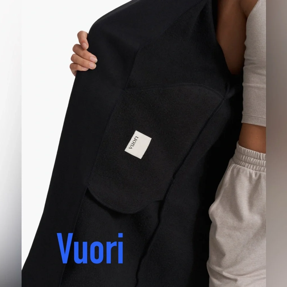 NWT Vuori Restore Coat Fleece Sweatshirt Trench Jacket * Black * Medium/Large - Picture 6 of 9